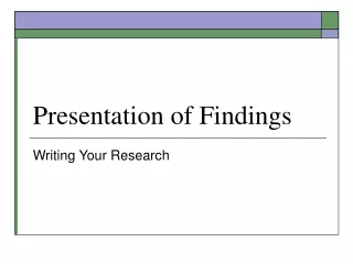 Presentation of Findings
