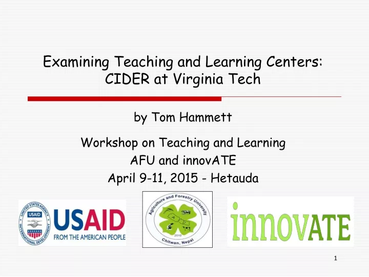 examining teaching and learning centers cider at virginia tech