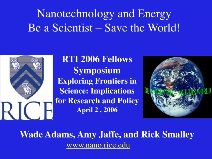 nanotechnology and energy be a scientist save