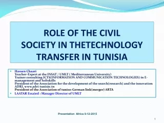 ROLE OF THE CIVIL SOCIETY IN THETECHNOLOGY TRANSFER IN TUNISIA