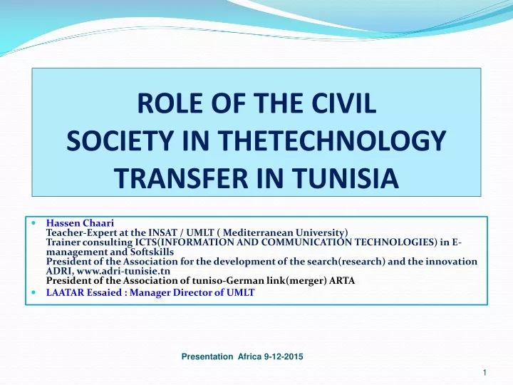 role of the civil society in thetechnology transfer in tunisia