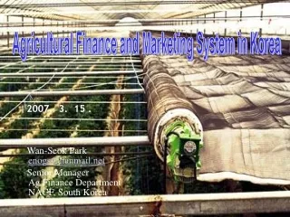 Agricultural Finance and Marketing System in Korea