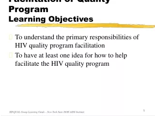 Facilitation of Quality Program Learning Objectives