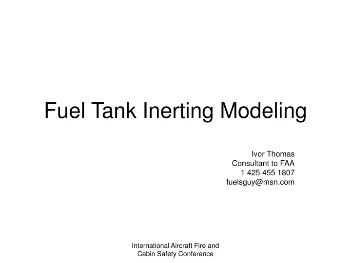 fuel tank inerting modeling