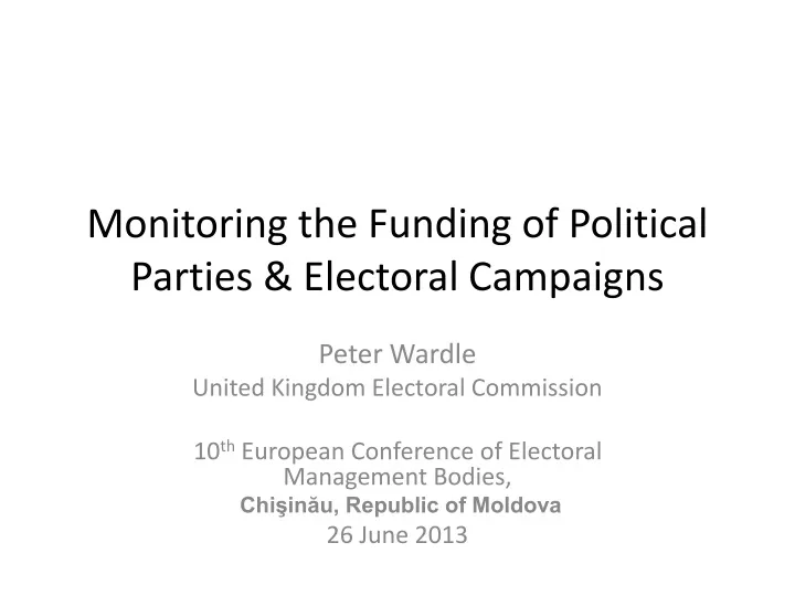 monitoring the funding of political parties electoral campaigns