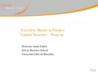 Executive Master in Finance Capital Structure – Wrap up