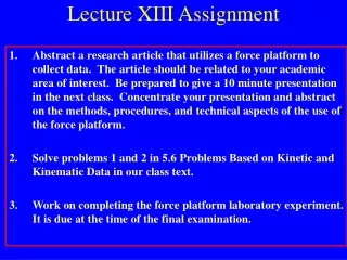 Lecture XIII Assignment