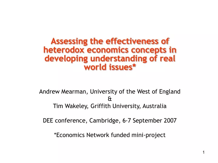 assessing the effectiveness of heterodox