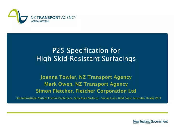 p25 specification for high skid resistant surfacings