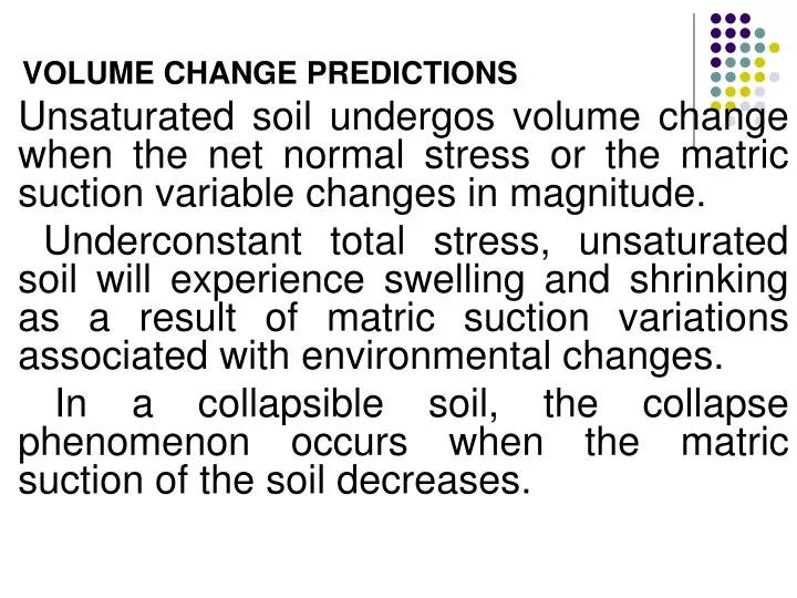 volume change predictions unsaturated soil