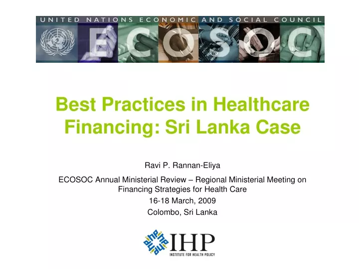 best practices in healthcare financing sri lanka case