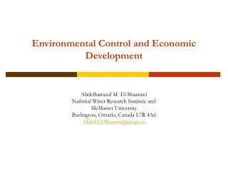 Environmental Control and Economic Development