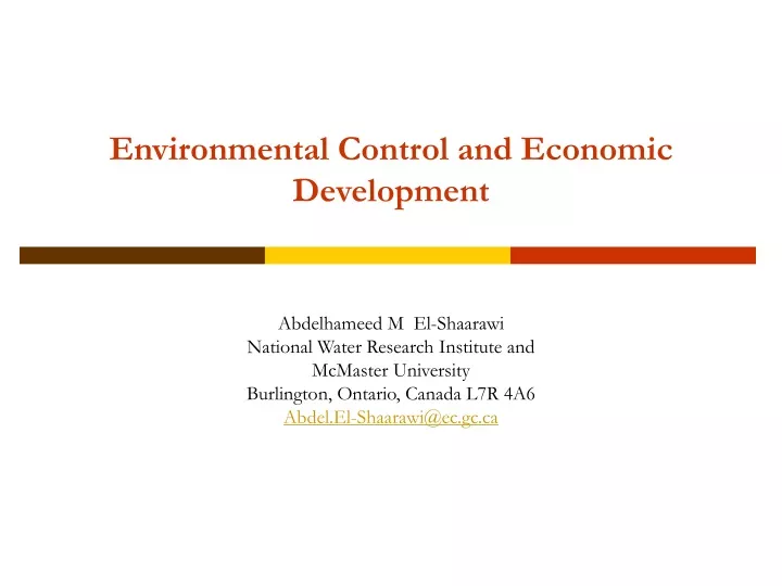environmental control and economic development