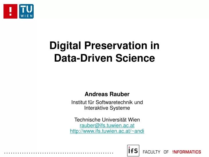digital preservation in data driven science