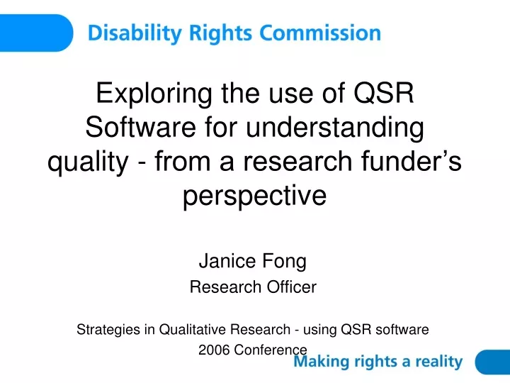 exploring the use of qsr software for understanding quality from a research funder s perspective