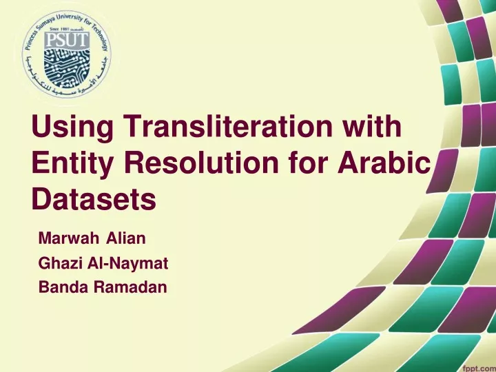 using transliteration with entity resolution for arabic datasets