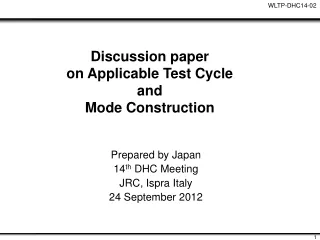 Discussion paper on Applicable Test Cycle and Mode Construction