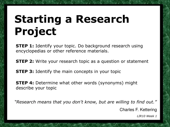 starting a research project