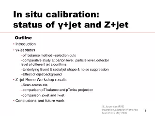 In situ calibration:  status of  γ +jet and Z+jet