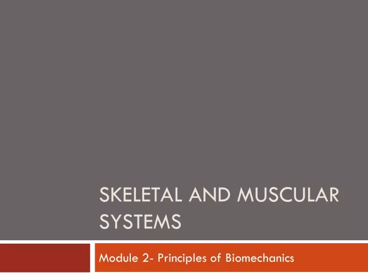 skeletal and muscular systems