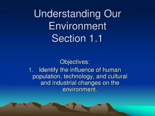 Understanding Our Environment Section 1.1