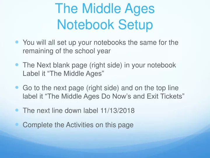 the middle ages notebook setup