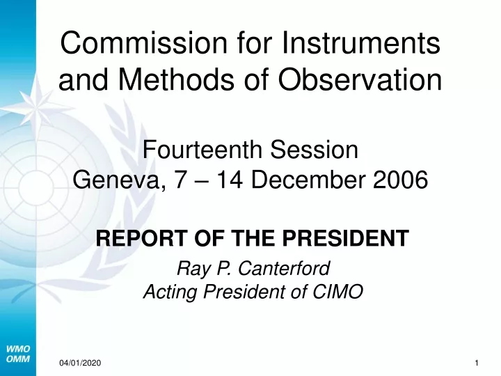 commission for instruments and methods of observation fourteenth session geneva 7 14 december 2006