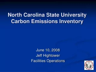 North Carolina State University Carbon Emissions Inventory