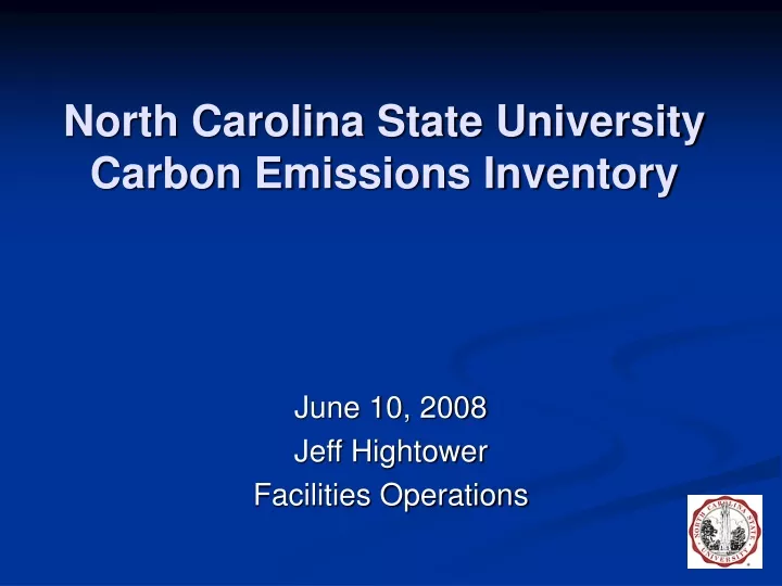 north carolina state university carbon emissions inventory