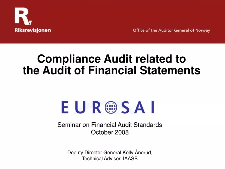 compliance audit related to the audit of financial statements
