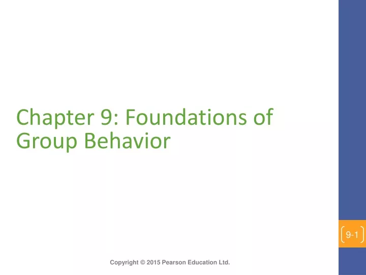 chapter 9 foundations of group behavior