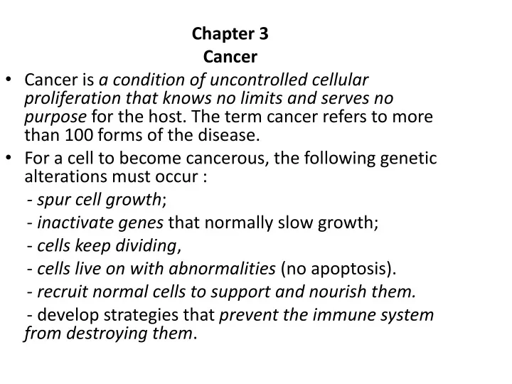 chapter 3 cancer cancer is a condition