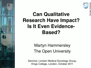 Can Qualitative Research Have Impact?  Is It Even Evidence-Based?