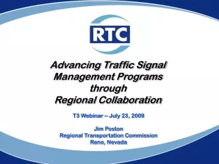 Advancing Traffic Signal Management Programs  through  Regional Collaboration