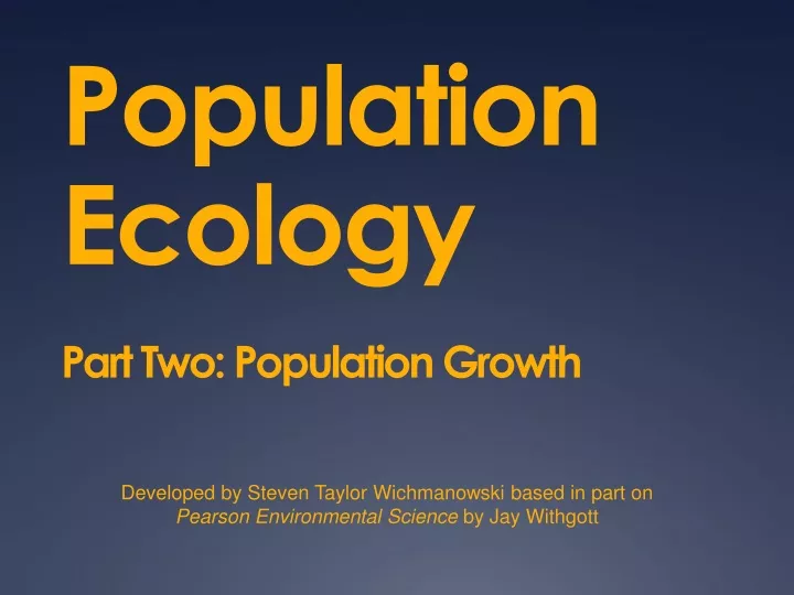 population ecology part two population growth