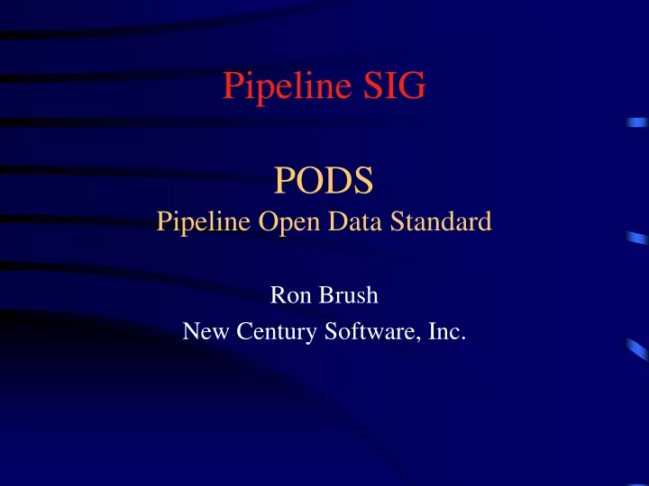 pipeline sig pods pipeline open data standard