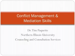 Conflict Management &amp;  Mediation Skills
