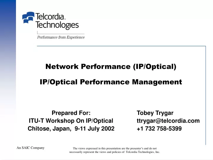 network performance ip optical ip optical performance management