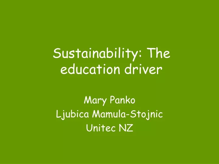sustainability the education driver
