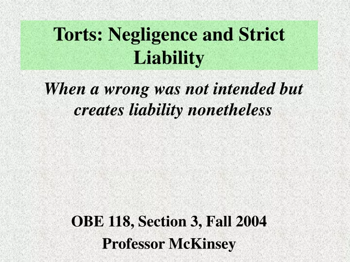 torts negligence and strict liability