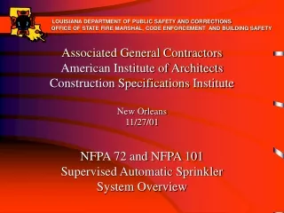 NFPA 72 and NFPA 101 Supervised Automatic Sprinkler System Overview
