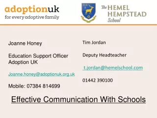 Tim Jordan Deputy Headteacher  t.jordan@hemelschool 01442 390100