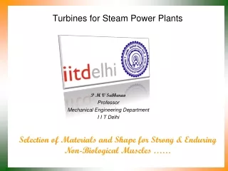 Turbines for Steam Power Plants