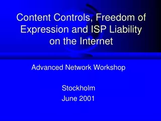 Content Controls, Freedom of Expression and ISP Liability on the Internet