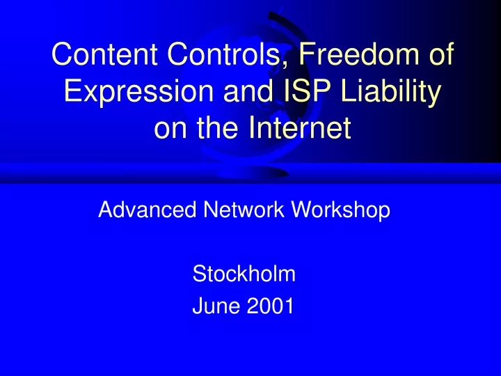 content controls freedom of expression and isp liability on the internet