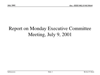 Report on Monday Executive Committee Meeting, July 9, 2001