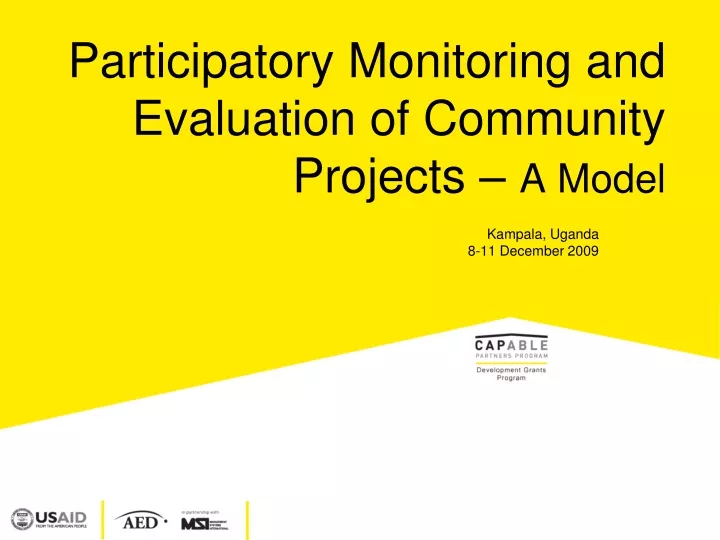 participatory monitoring and evaluation of community projects a model