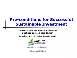 Pre-conditions for Successful Sustainable Investment