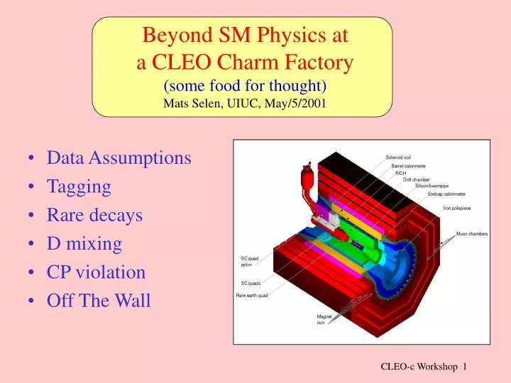 beyond sm physics at a cleo charm factory some food for thought mats selen uiuc may 5 2001