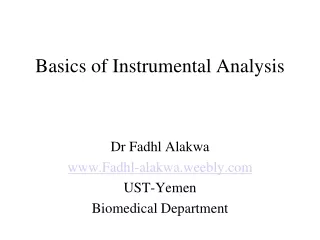 Basics of Instrumental Analysis